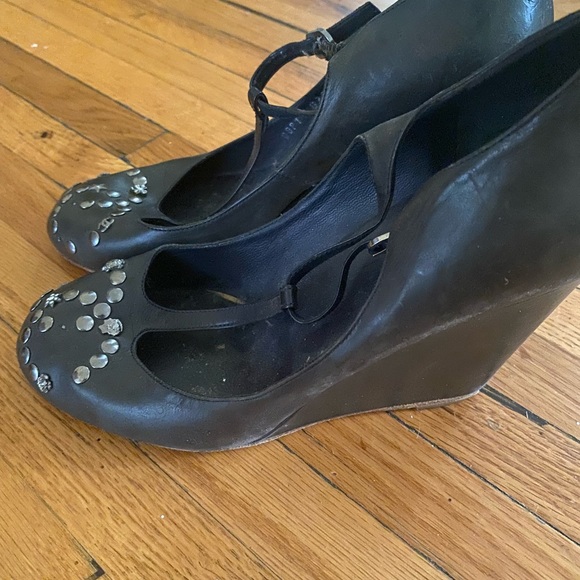 Chanel navy blue leather wedge - Picture 1 of 4